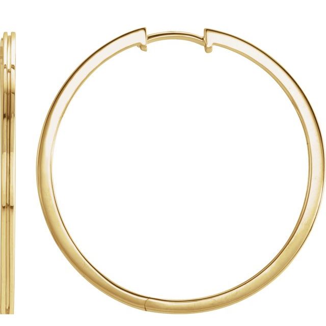 14K Grooved Hinged Huggie Hoop Earrings