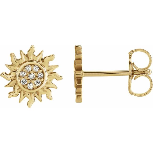 14K .04 CTW Natural Diamond Sun Earrings