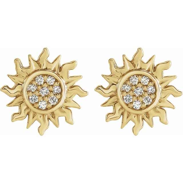 14K .04 CTW Natural Diamond Sun Earrings
