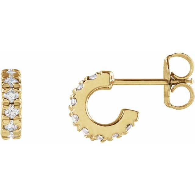14K 1/4 CTW Lab-Grown Diamond French-Set Huggie Hoop Earrings