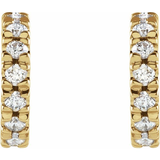 14K 1/3 CTW Lab-Grown Diamond French-Set Huggie Hoop Earrings