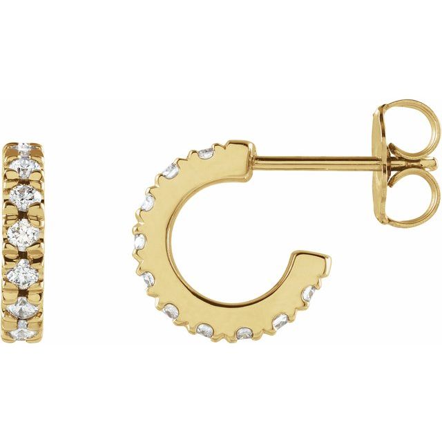 14K 1/3 CTW Lab-Grown Diamond French-Set Huggie Hoop Earrings