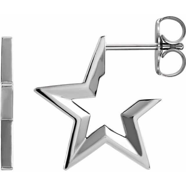 Sterling Silver Star Hoop Earrings