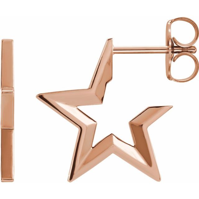 14K Star Hoop Earrings