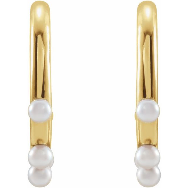 14K Cultured Seed Pearl Hoop Earrings