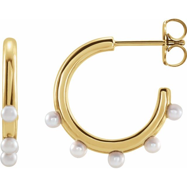 14K Cultured Seed Pearl Hoop Earrings