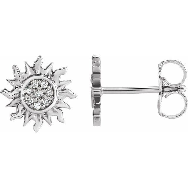 14K .04 CTW Natural Diamond Sun Earrings