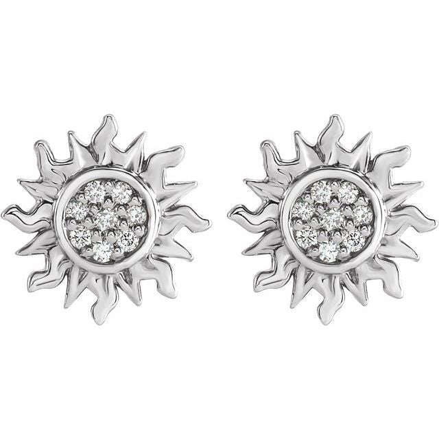 14K .04 CTW Natural Diamond Sun Earrings