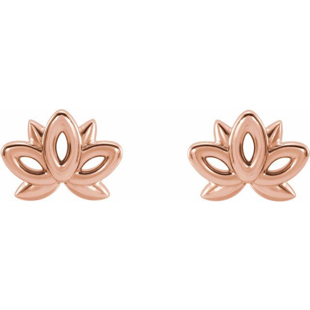 14K Lotus Earrings