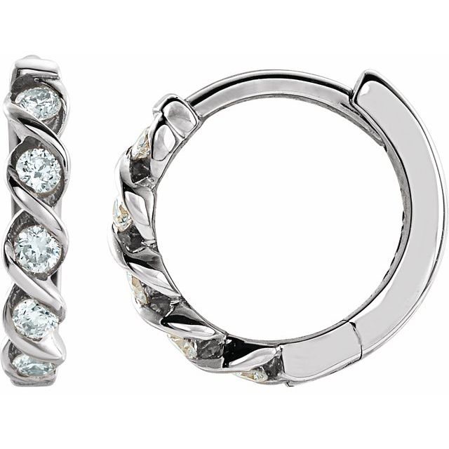 14K 1/10 CTW Lab-Grown Diamond Hoop Earrings