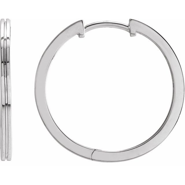 14K Grooved Hinged Huggie Hoop Earrings