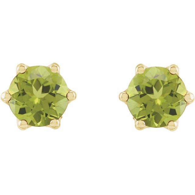 14K Natural Peridot & .03 CTW Natural Diamond Crown Earrings