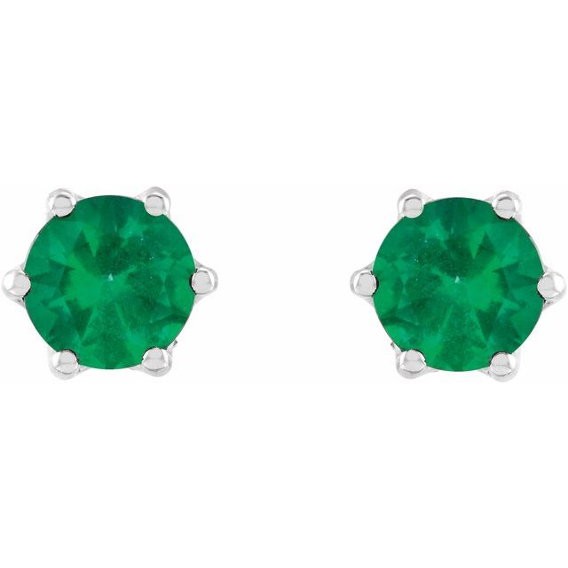 14K Natural Emerald & .03 CTW Natural Diamond Crown Earrings