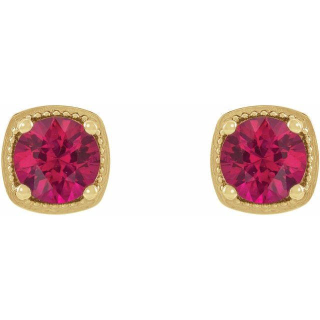 14K Lab-Grown Ruby Earrings