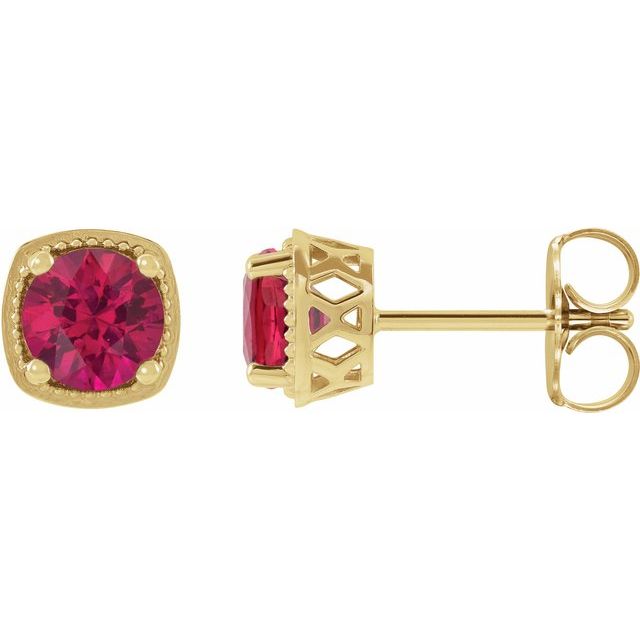 14K Lab-Grown Ruby Earrings