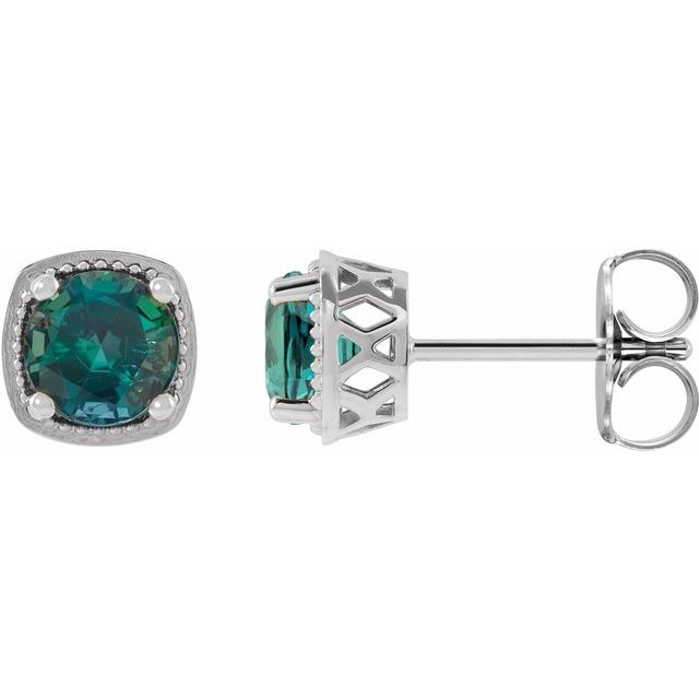 Sterling Silver Lab-Grown Alexandrite Earrings