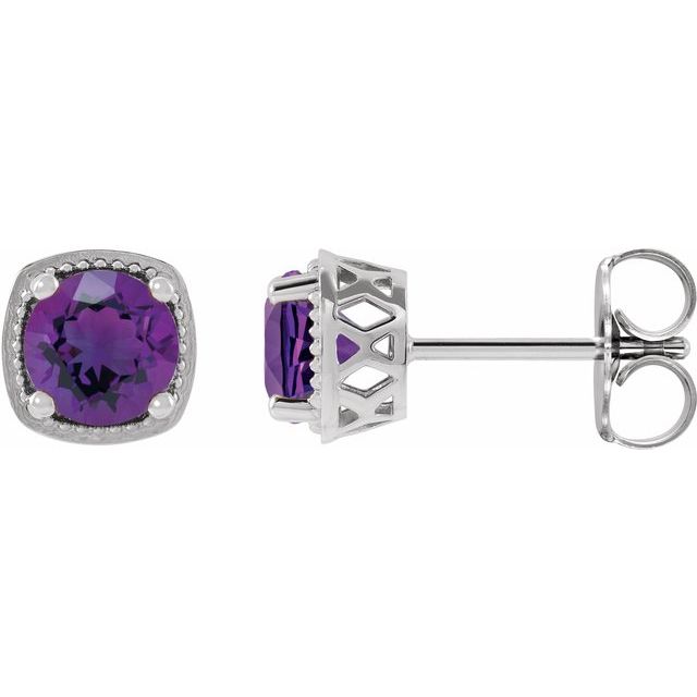 14K Natural Amethyst Earrings