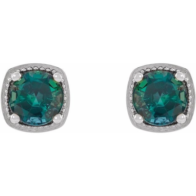 Sterling Silver Lab-Grown Alexandrite Earrings
