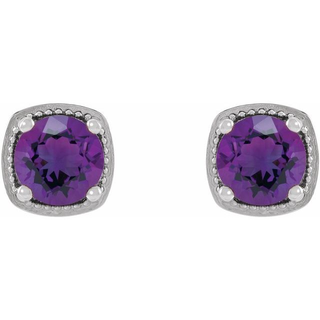 14K Natural Amethyst Earrings
