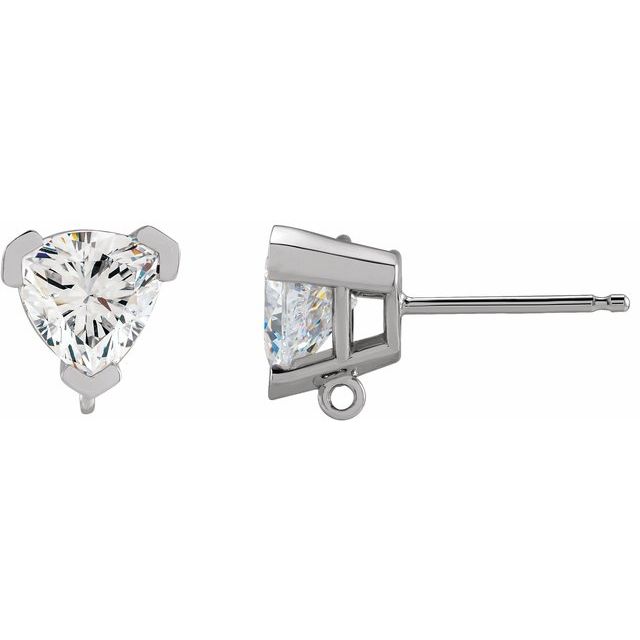 14K 1/5 CT Trillion Lab-Grown Diamond V-End Earring Top