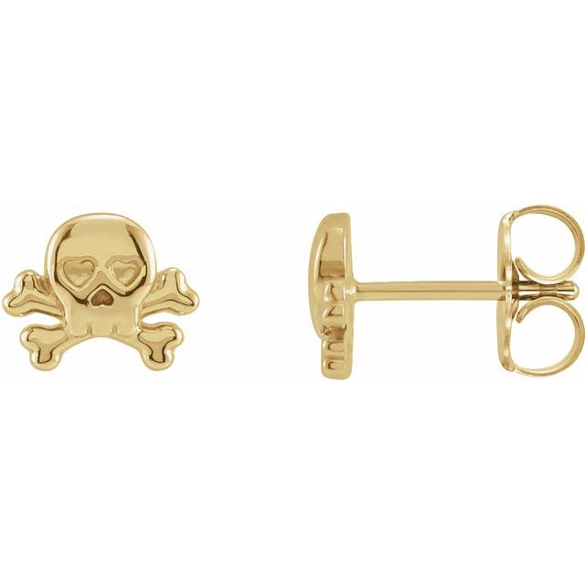 14K Petite Skull & Crossbones Earrings