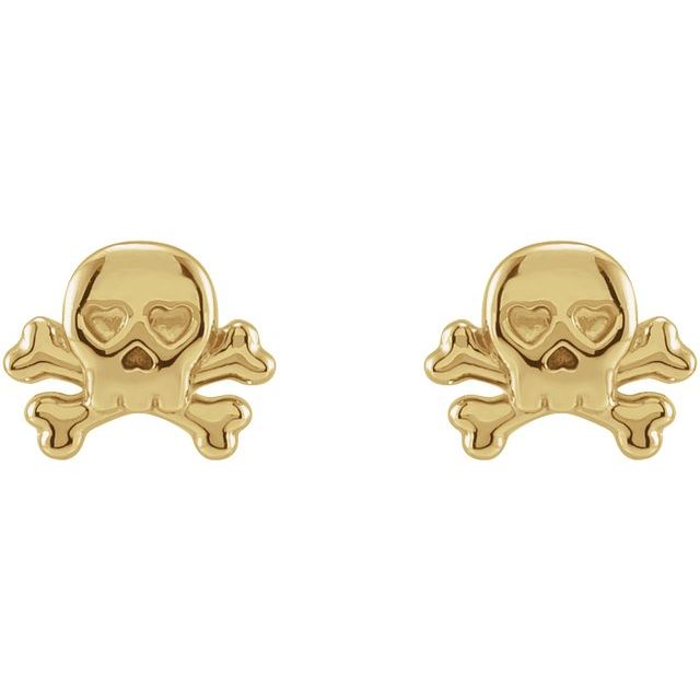 14K Petite Skull & Crossbones Earrings