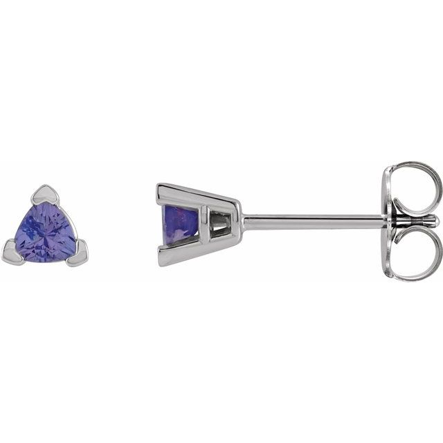 14K Trillion Natural Tanzanite V-Prong Earrings