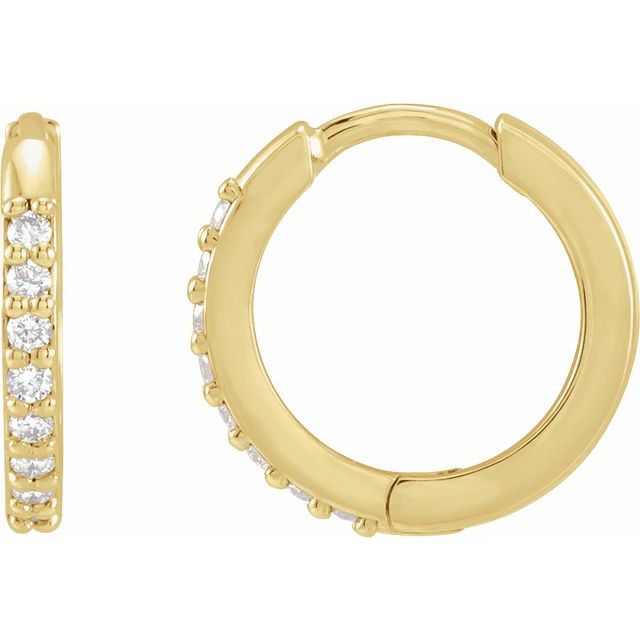 14K 1/6 CTW Lab-Grown Diamond Hinged Hoop Earrings
