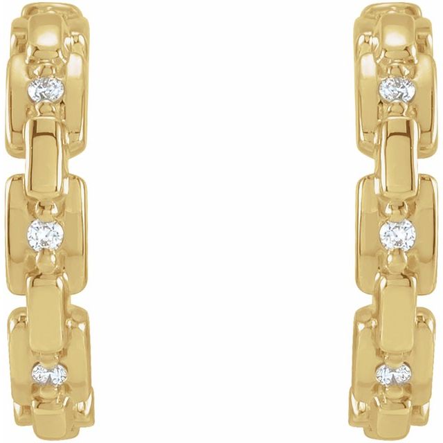 14K .04 CTW Natural Diamond Chain Link Huggies