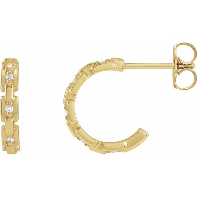 14K .04 CTW Natural Diamond Chain Link Huggies