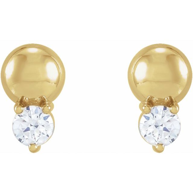 14K 1/8 CTW Natural Diamond Bead Earrings