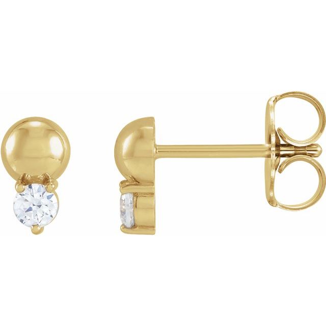 14K 1/8 CTW Natural Diamond Bead Earrings
