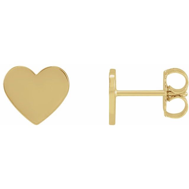 14K Engravable Heart Earrings