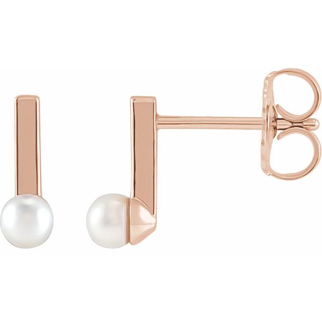 14K Cultured Seed Pearl Bar Earrings