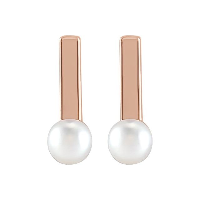 14K Cultured Seed Pearl Bar Earrings
