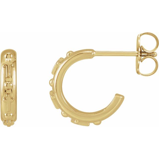 14K Rosary Hoop Earrings