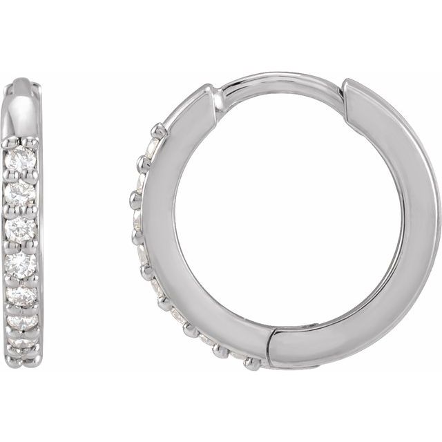 14K 1/8 CTW Natural Diamond Hinged Hoop Earrings