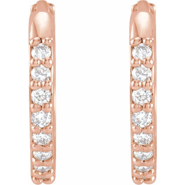 14K 1/8 CTW Natural Diamond Hinged Hoop Earrings