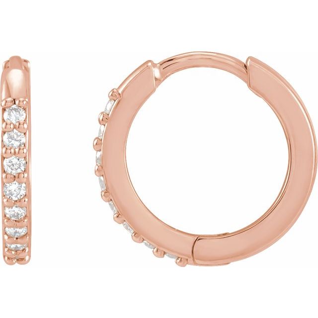 14K 1/8 CTW Natural Diamond Hinged Hoop Earrings
