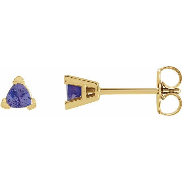 14K Trillion Natural Tanzanite V-Prong Earrings