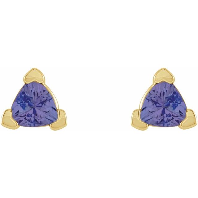 14K Trillion Natural Tanzanite V-Prong Earrings