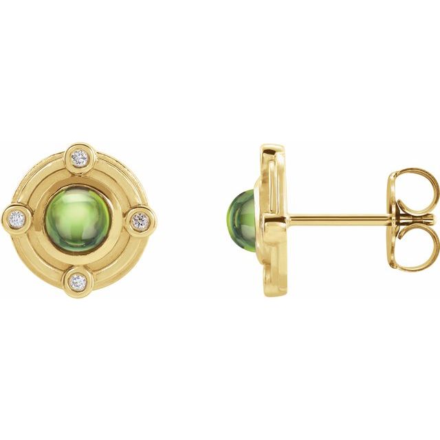 14K Natural Peridot & .03 CTW Natural Diamond Earrings