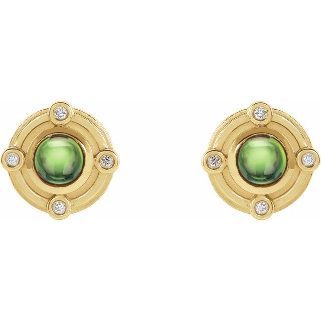 14K Natural Peridot & .03 CTW Natural Diamond Earrings