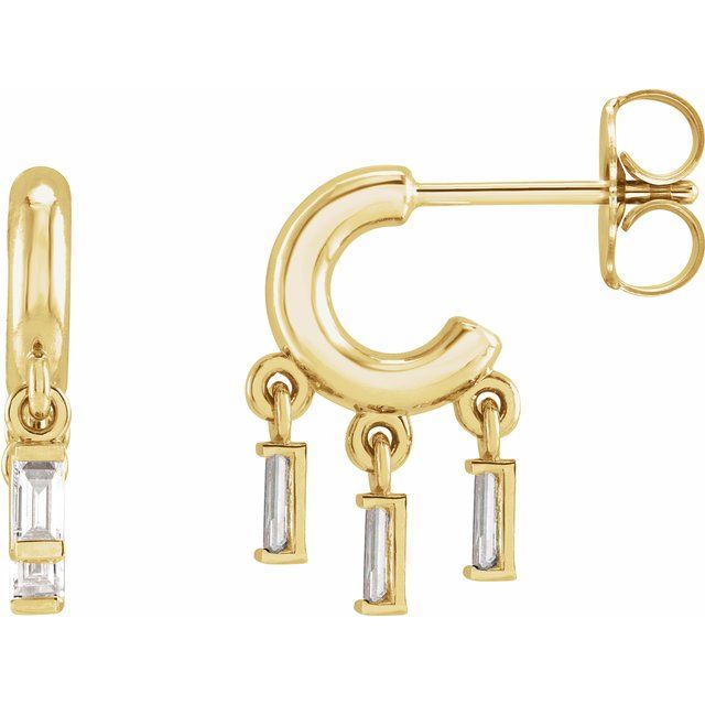 14K 1/5 CTW Natural Diamond Fringe Hoop Earrings