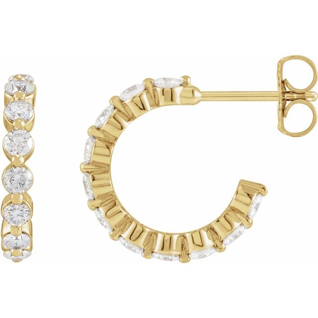 14K 7/8 CTW Lab Grown Diamond Huggie Earrings