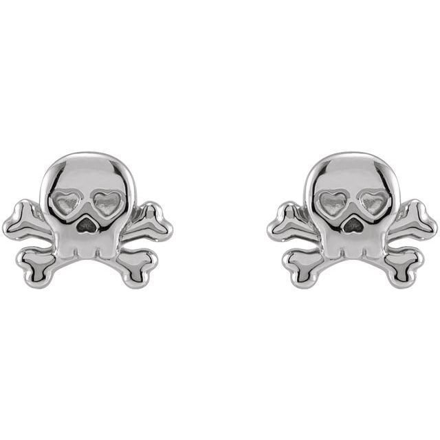 Sterling Silver Petite Skull & Crossbones Earrings