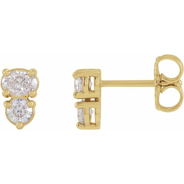 14K 1/2 CTW Natural Diamond Two-Stone Earrings
