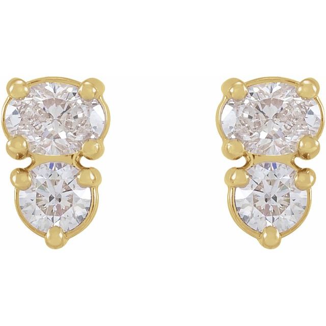 14K 1/2 CTW Natural Diamond Two-Stone Earrings