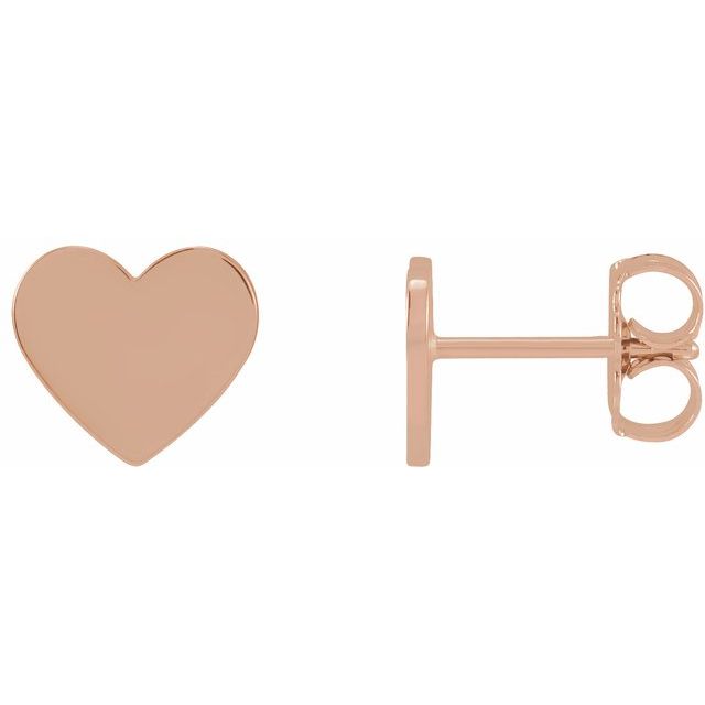 14K Engravable Heart Earrings