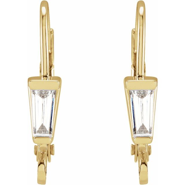 14K 1/10 CT Natural Diamond Lever Back Earring Top